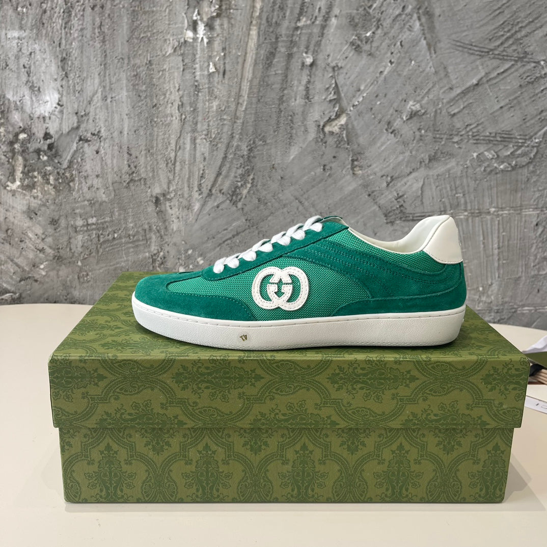 GG Low Sneaker Pine Green Canvas Suede Calfskin