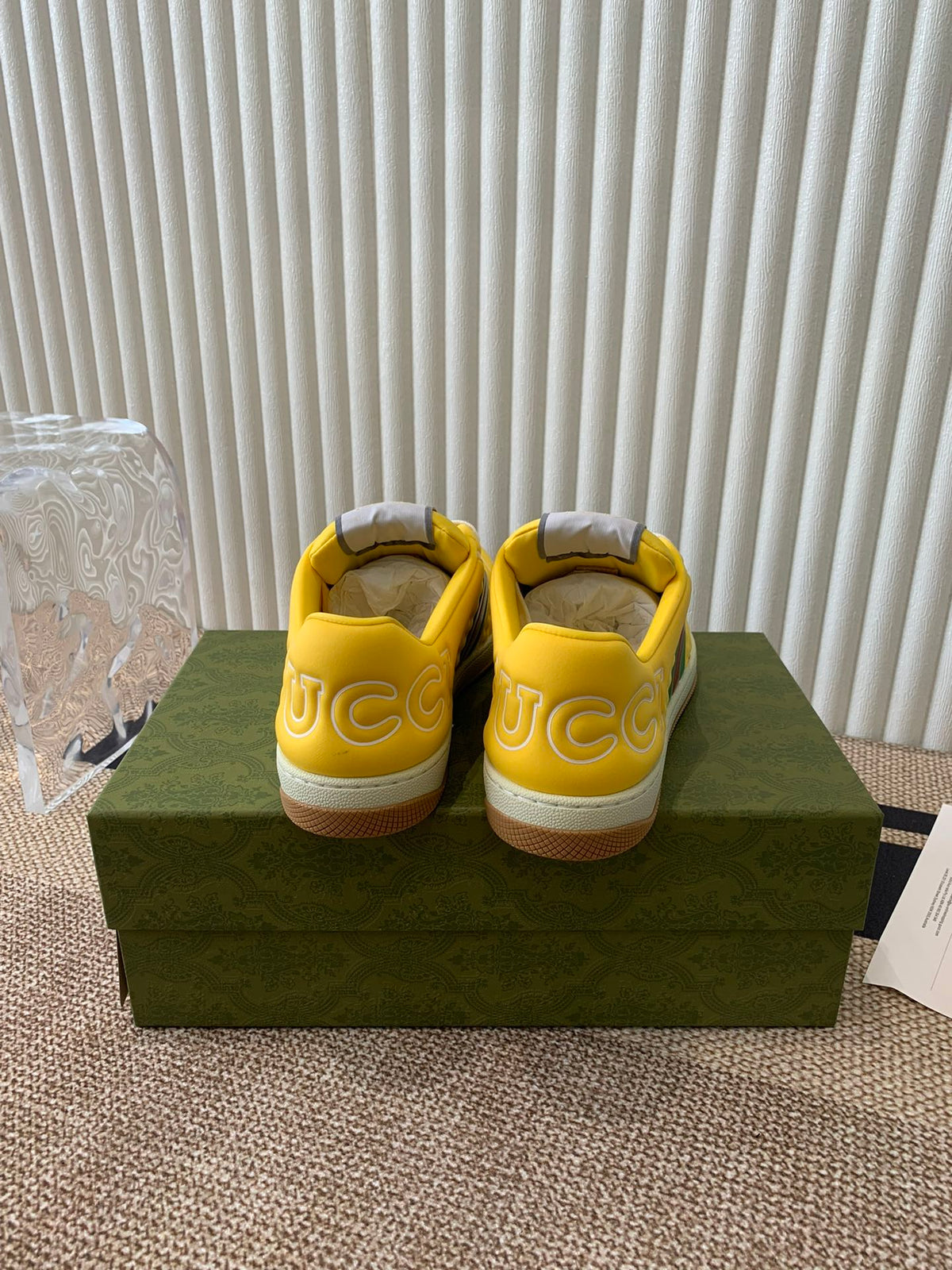 GG SCREENER SNEAKER WITH WEB LEMON CALFSKIN