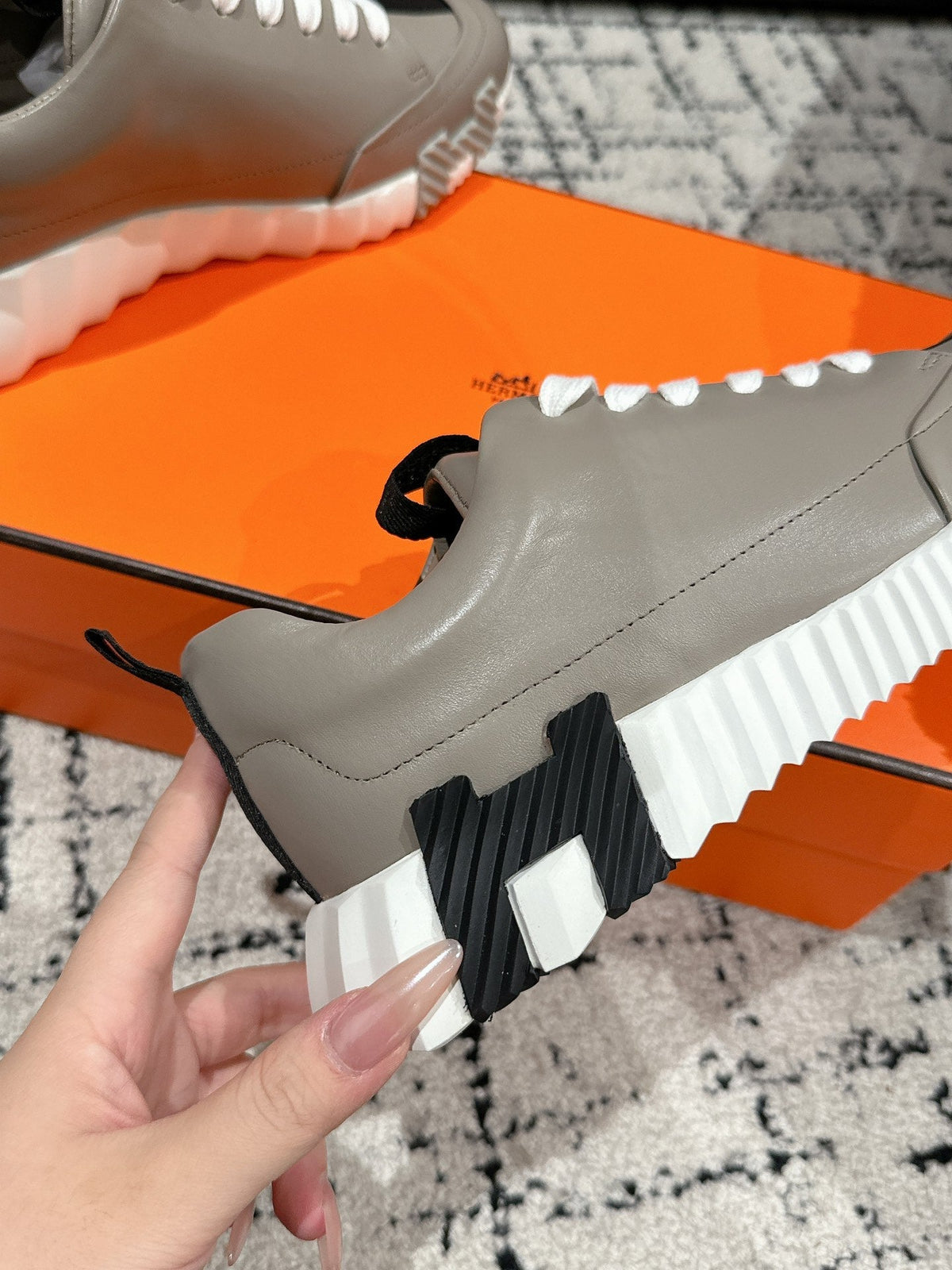 HM Jump Sneaker In Grey Cowhide 985307