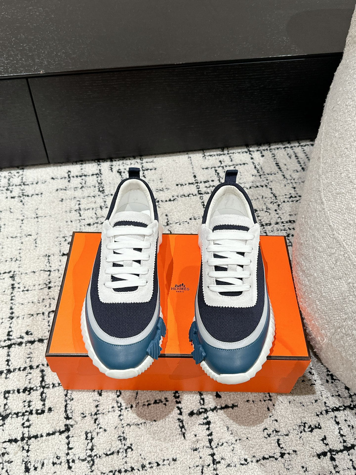 HM Sneaker In Charcoal Blue Mesh Fabric 985314