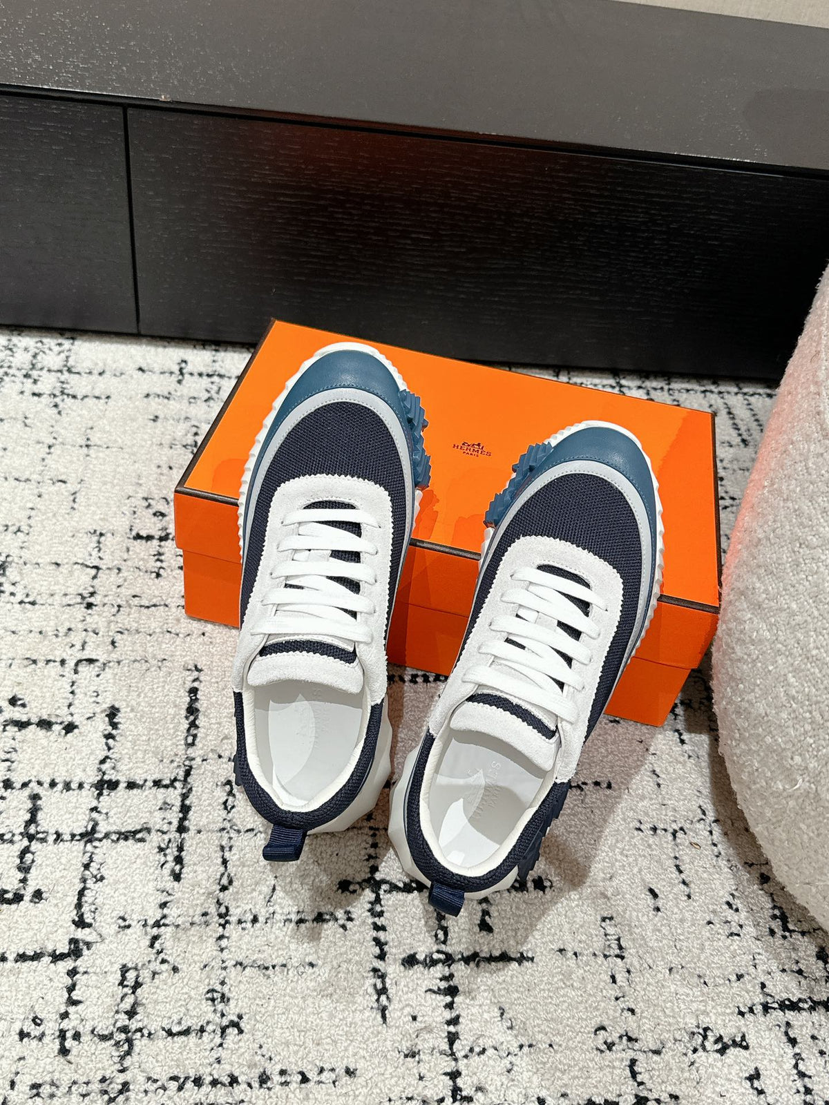 HM Sneaker In Charcoal Blue Mesh Fabric 985314