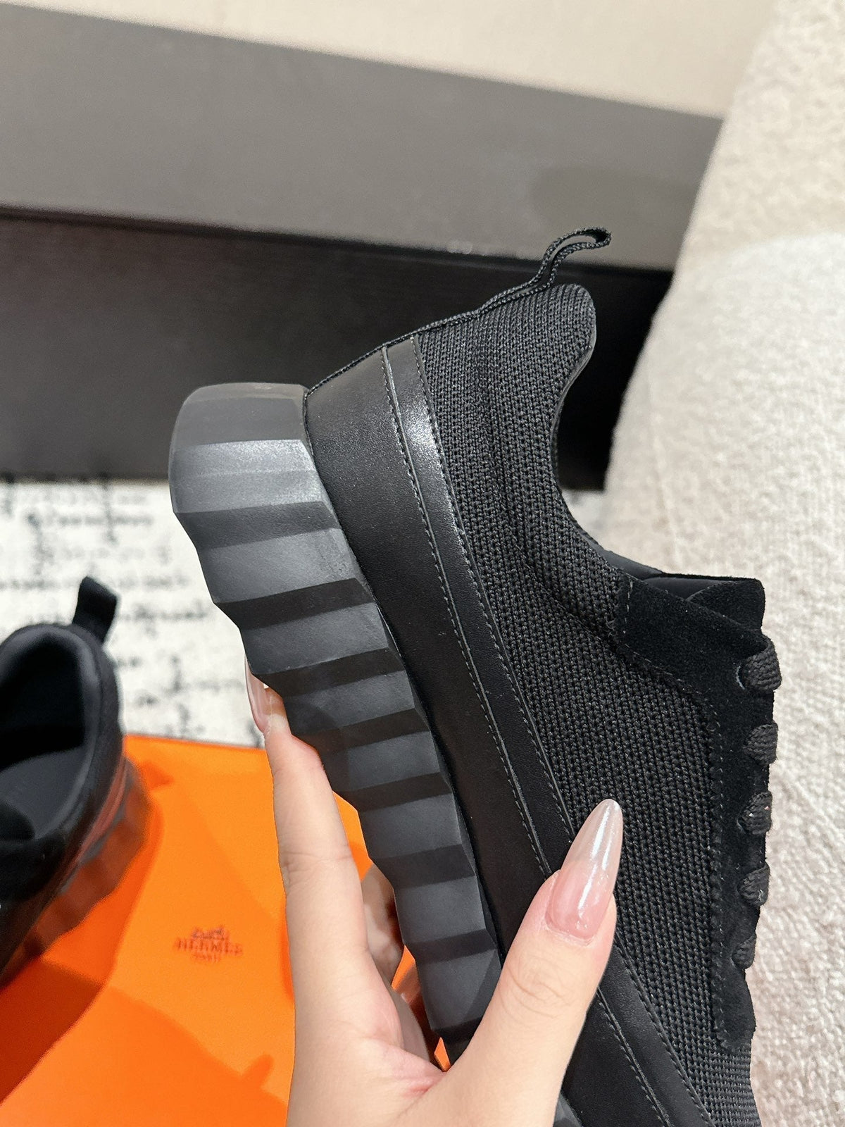 HM Sneaker In Black Mesh Fabric 985315