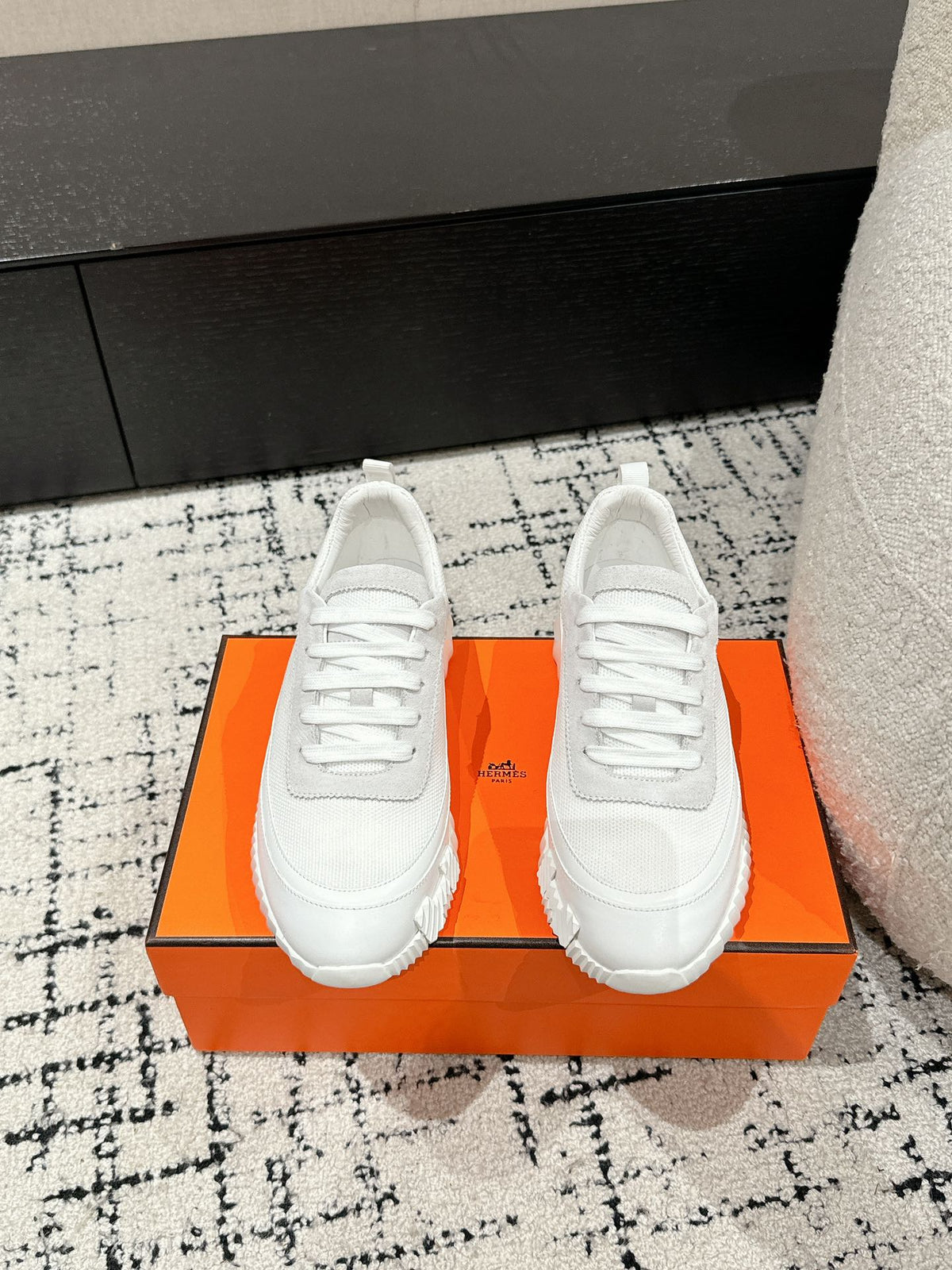 HM Sneaker In White Mesh Fabric 985316