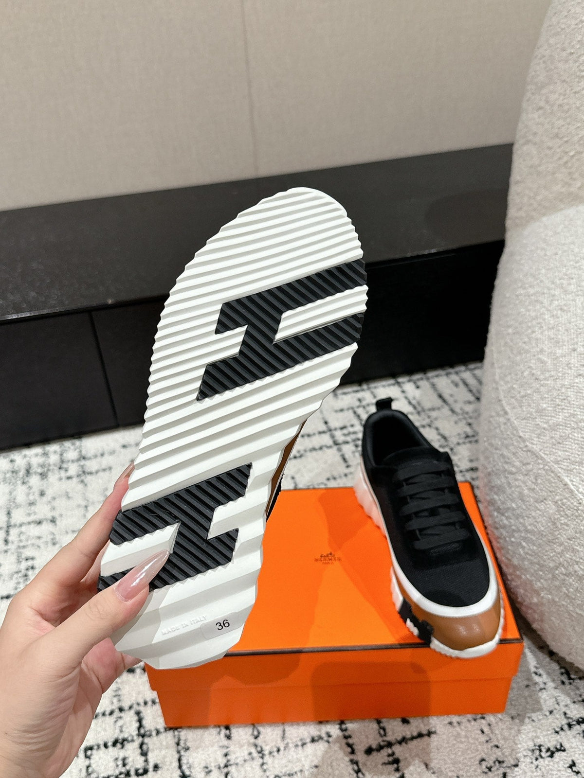 HM Sneaker In Black Mesh Fabric 985318