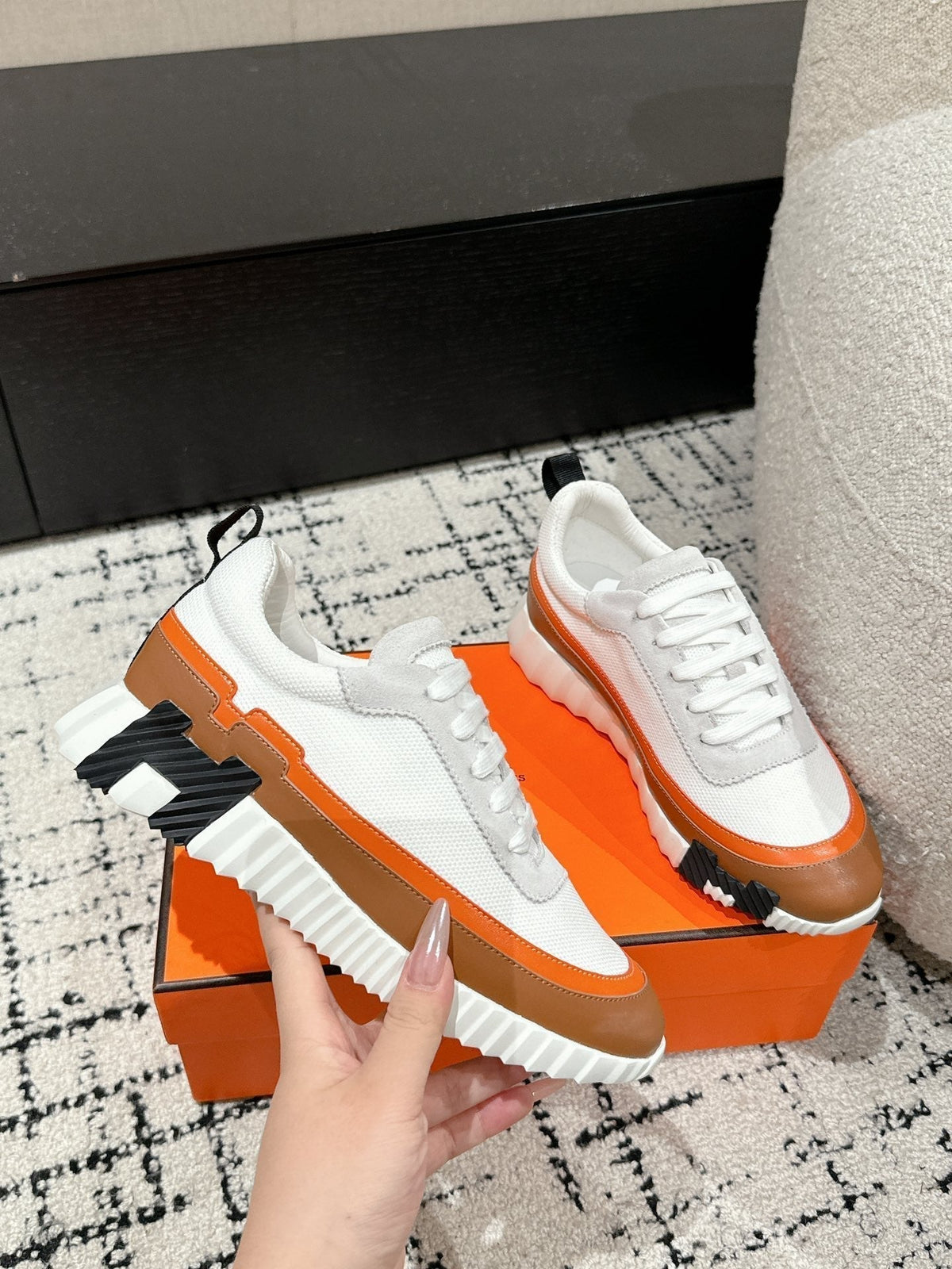HM Sneaker In White Mesh Fabric 985319