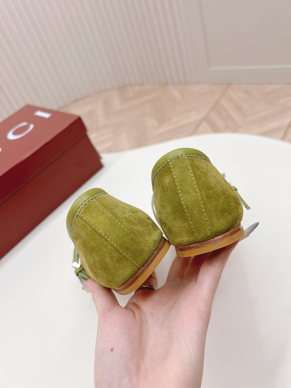 GG BALLET FLAT OLIVE GREEN SUEDE