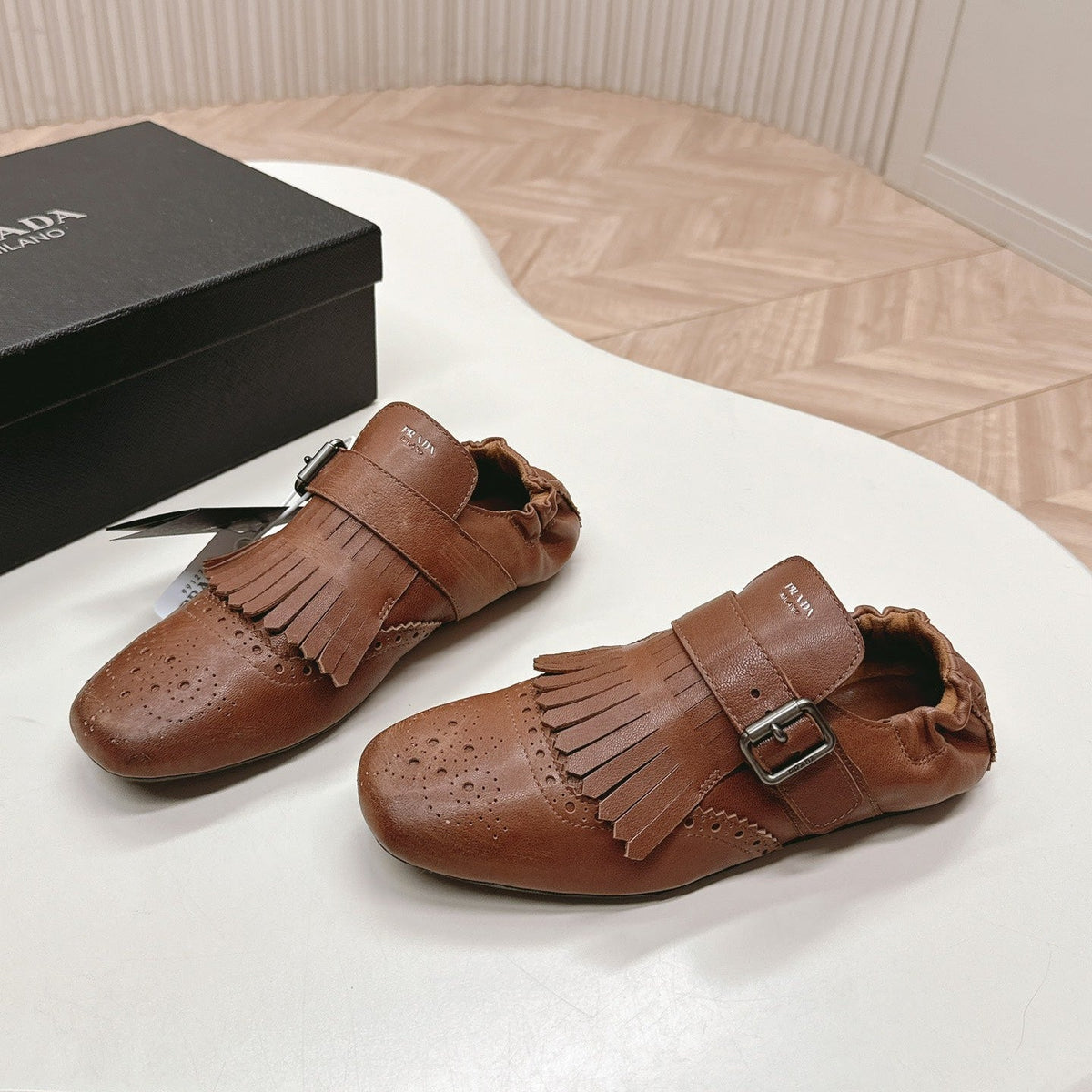 PRA 26S Ballet Flats Camel Brown Calfskin 600588