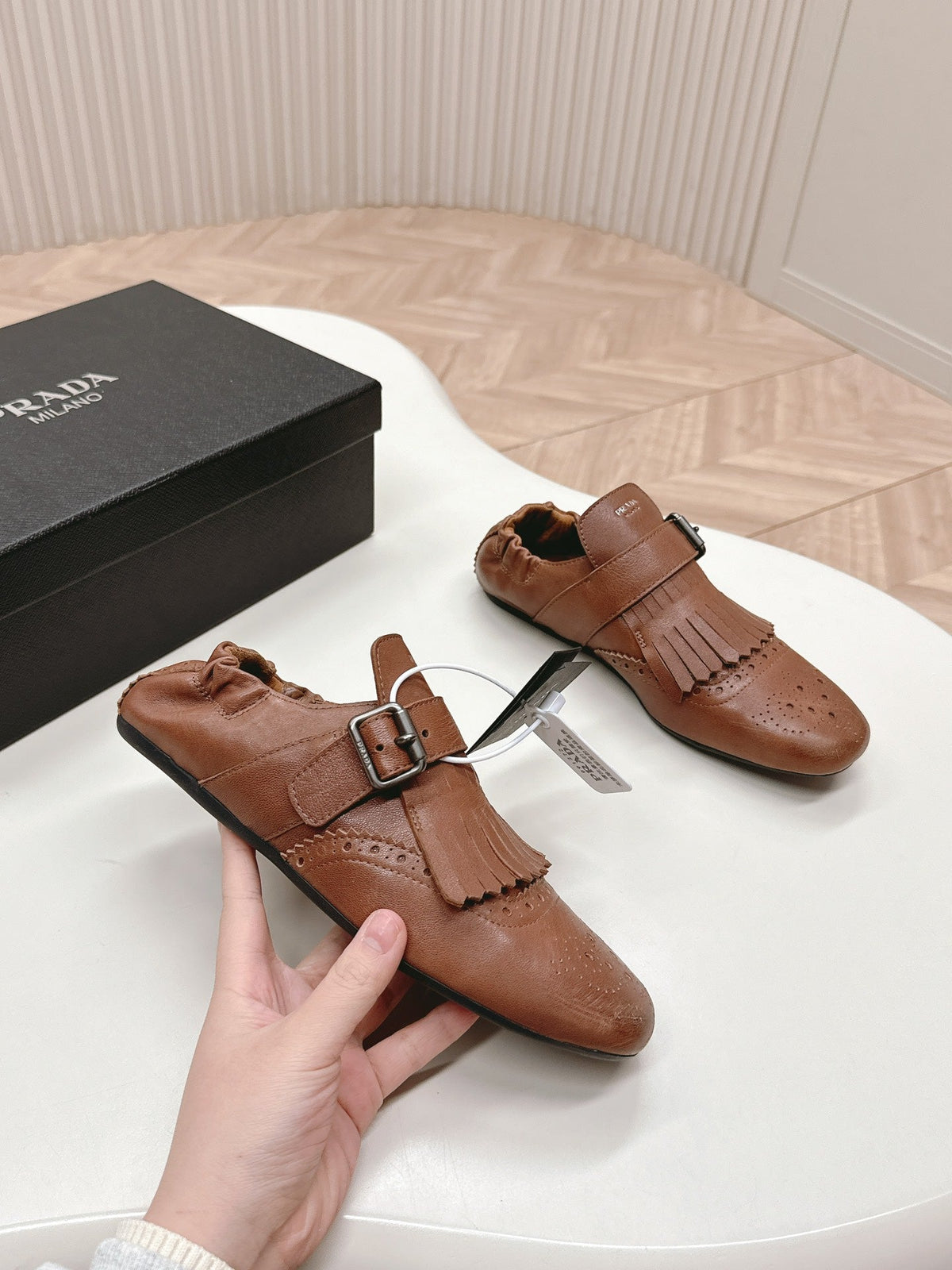 PRA 26S Ballet Flats Camel Brown Calfskin 600588