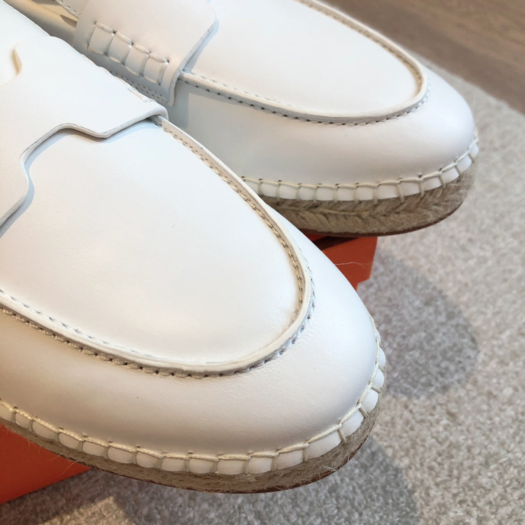 HM Trip Espadrille White Calfskin