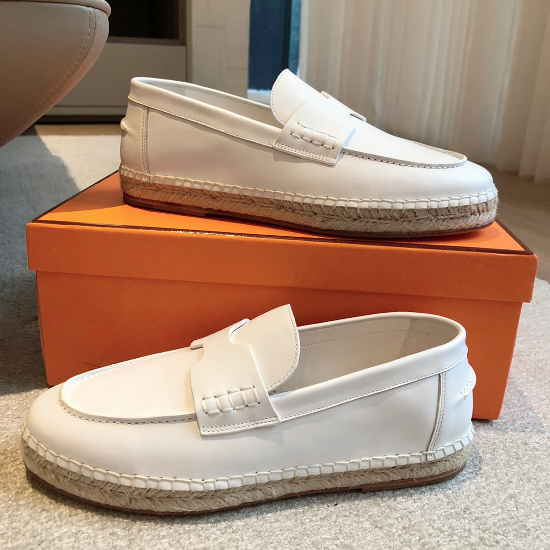 HM Trip Espadrille White Calfskin