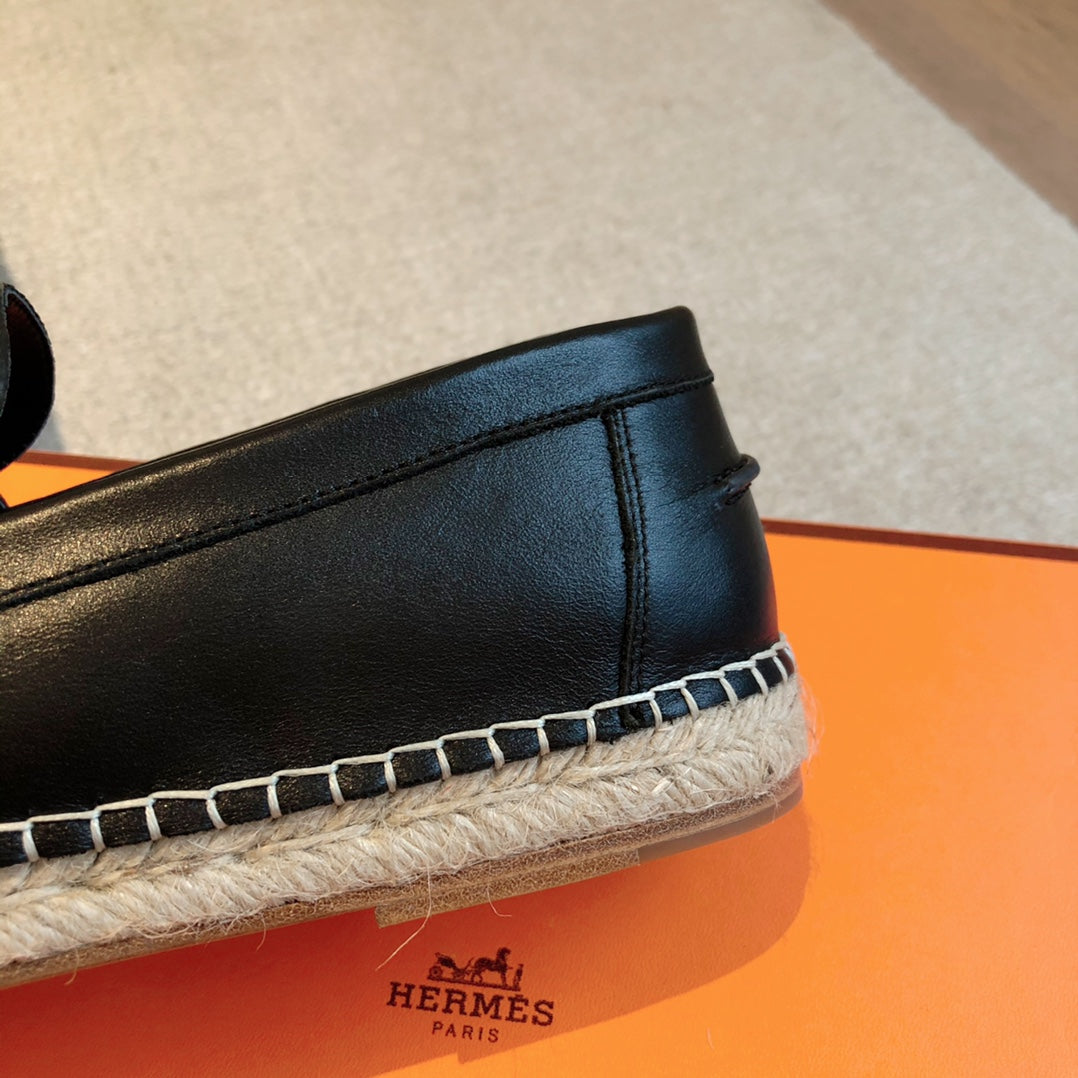 HM Trip Espadrille BLack Calfskin