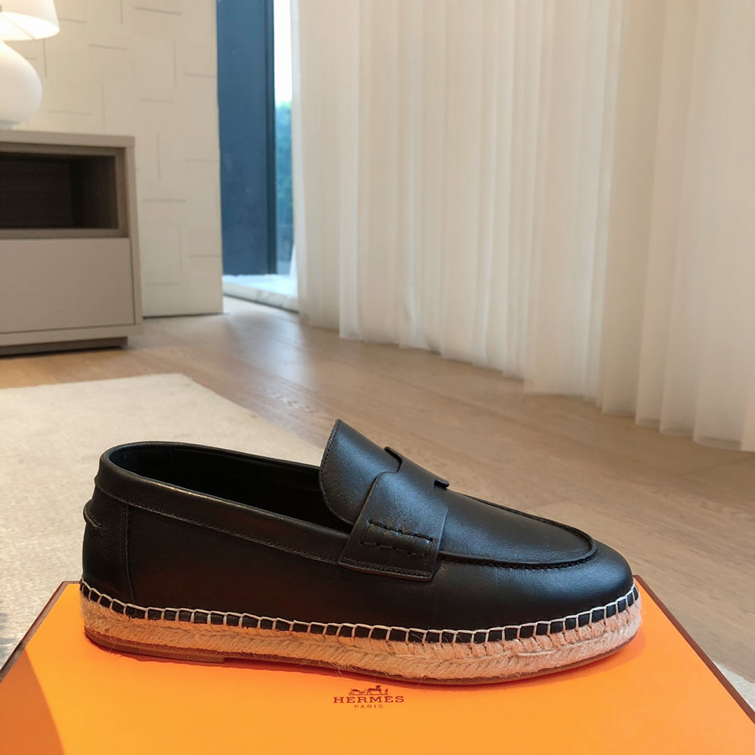 HM Trip Espadrille BLack Calfskin