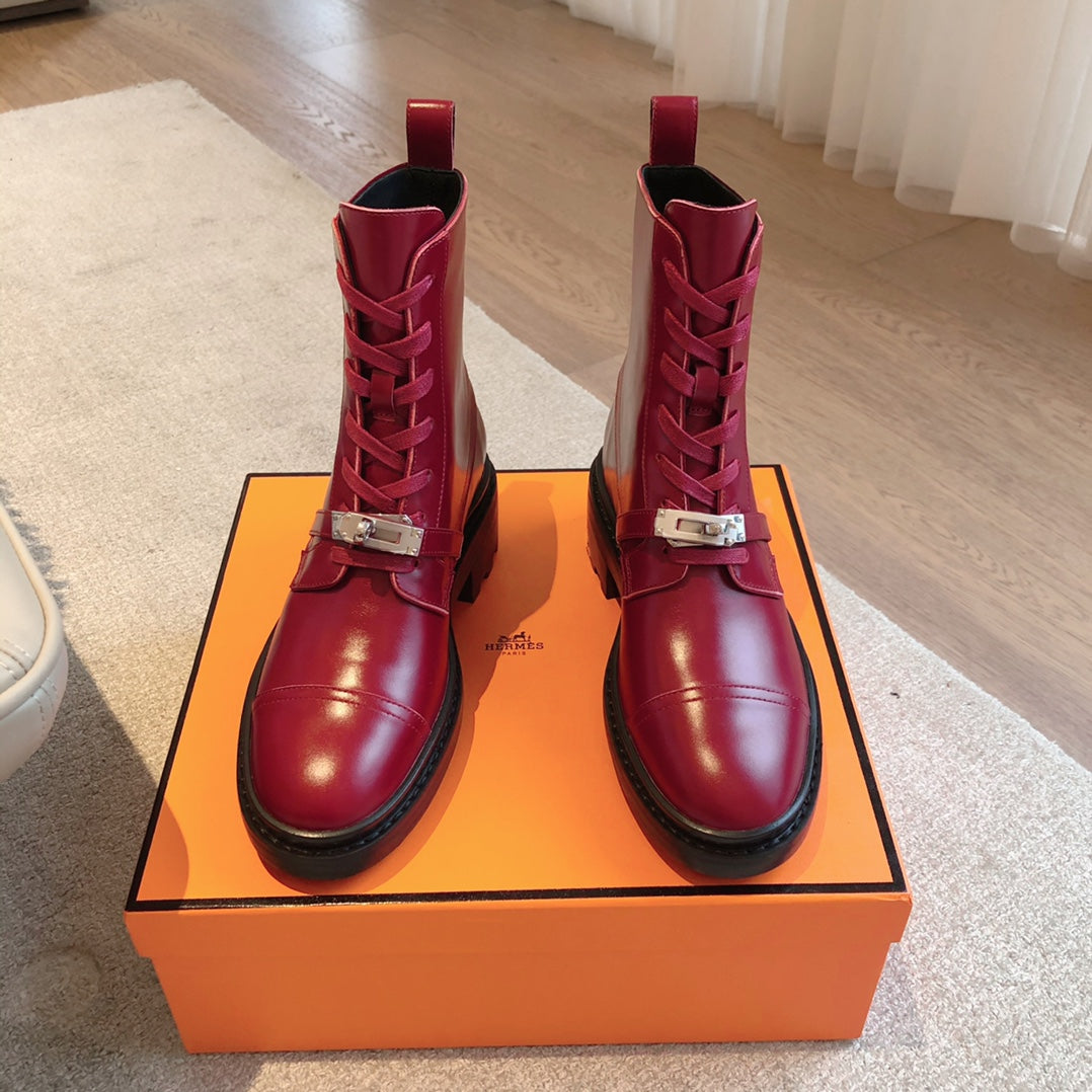 HM Funk Ankle Boot Dark Red Calfskin