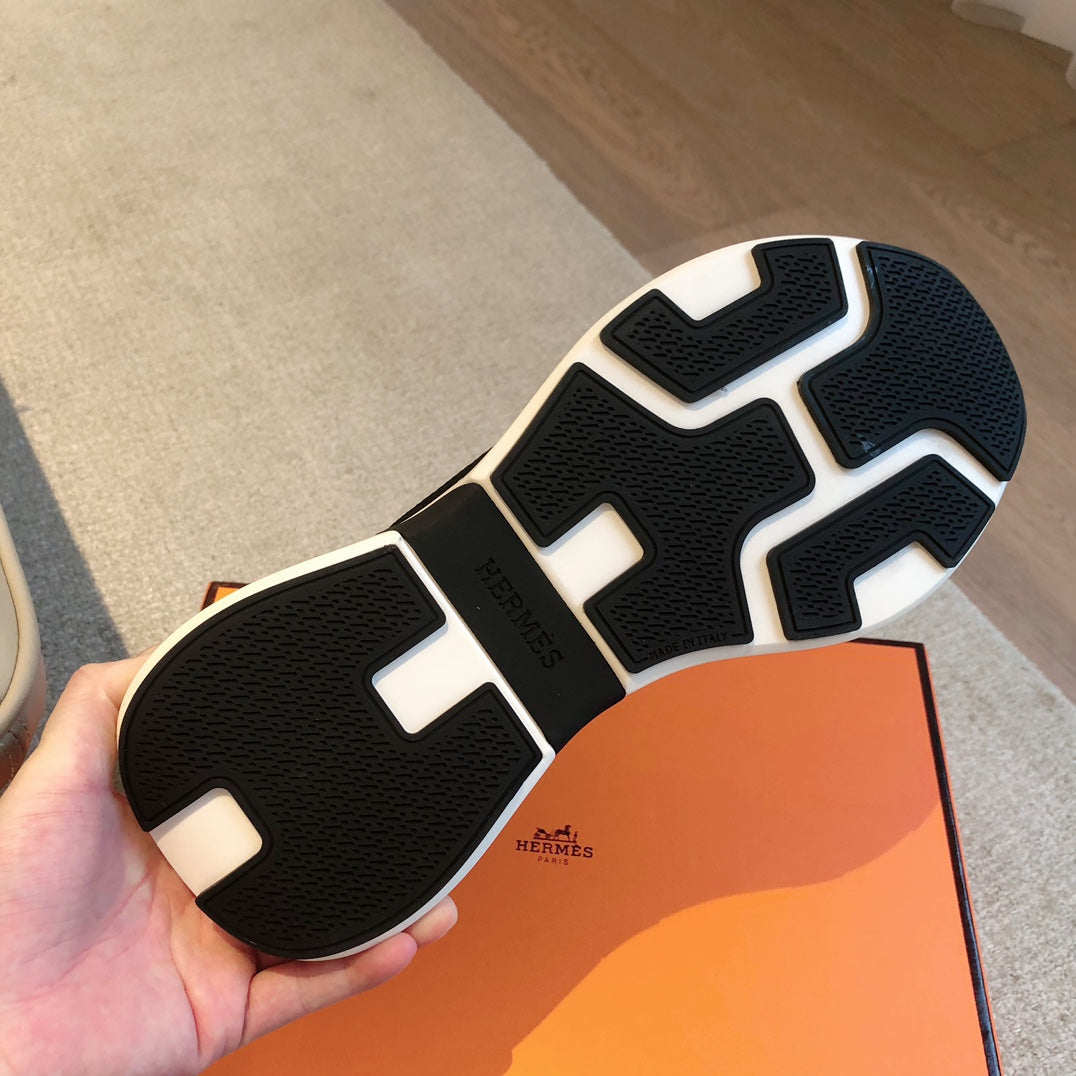 HM Heros Sneaker In Black Mix White Calfskin And Mesh Fabric  970870