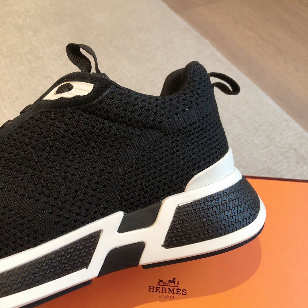 HM Heros Sneaker In Black Mix White Calfskin And Mesh Fabric  970870