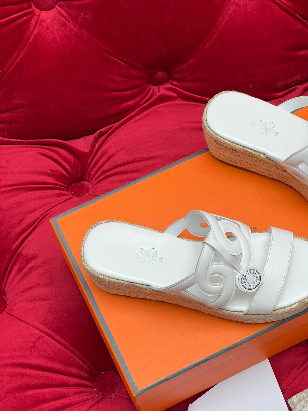 HM Lthea Espadrille White Calfskin And Jute Rope 969494