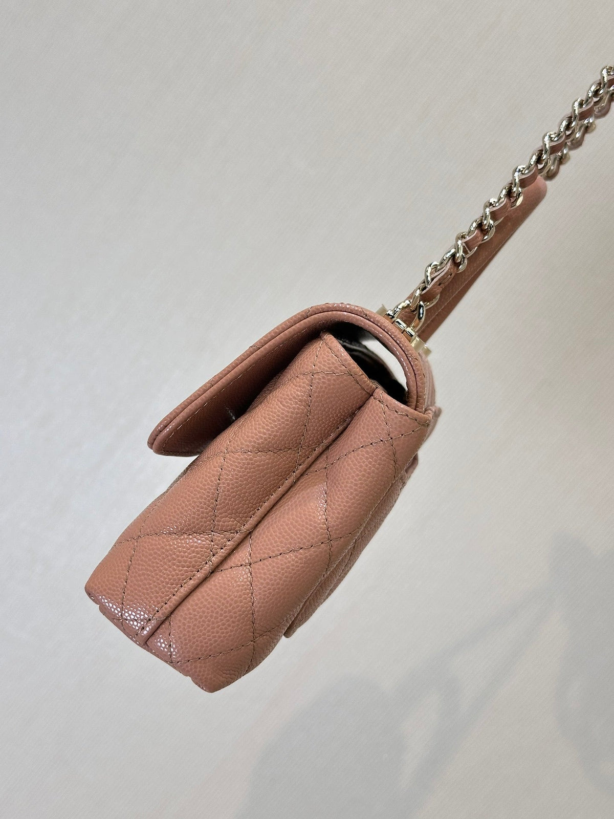 CC 24K Coco Handle Nano 14.5cm Begie Grained Calfskin Gold Hardware