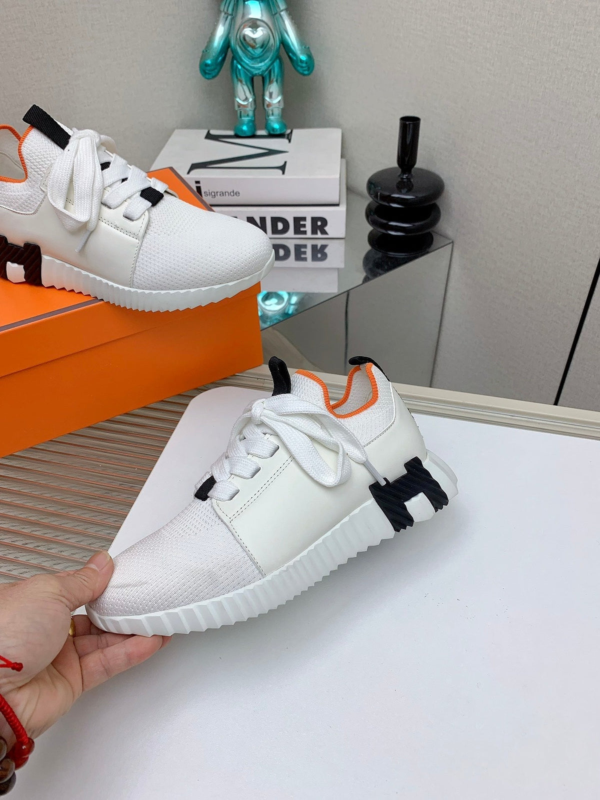 HM Depart Slip-on Sneaker In White Woven Fabric 106327