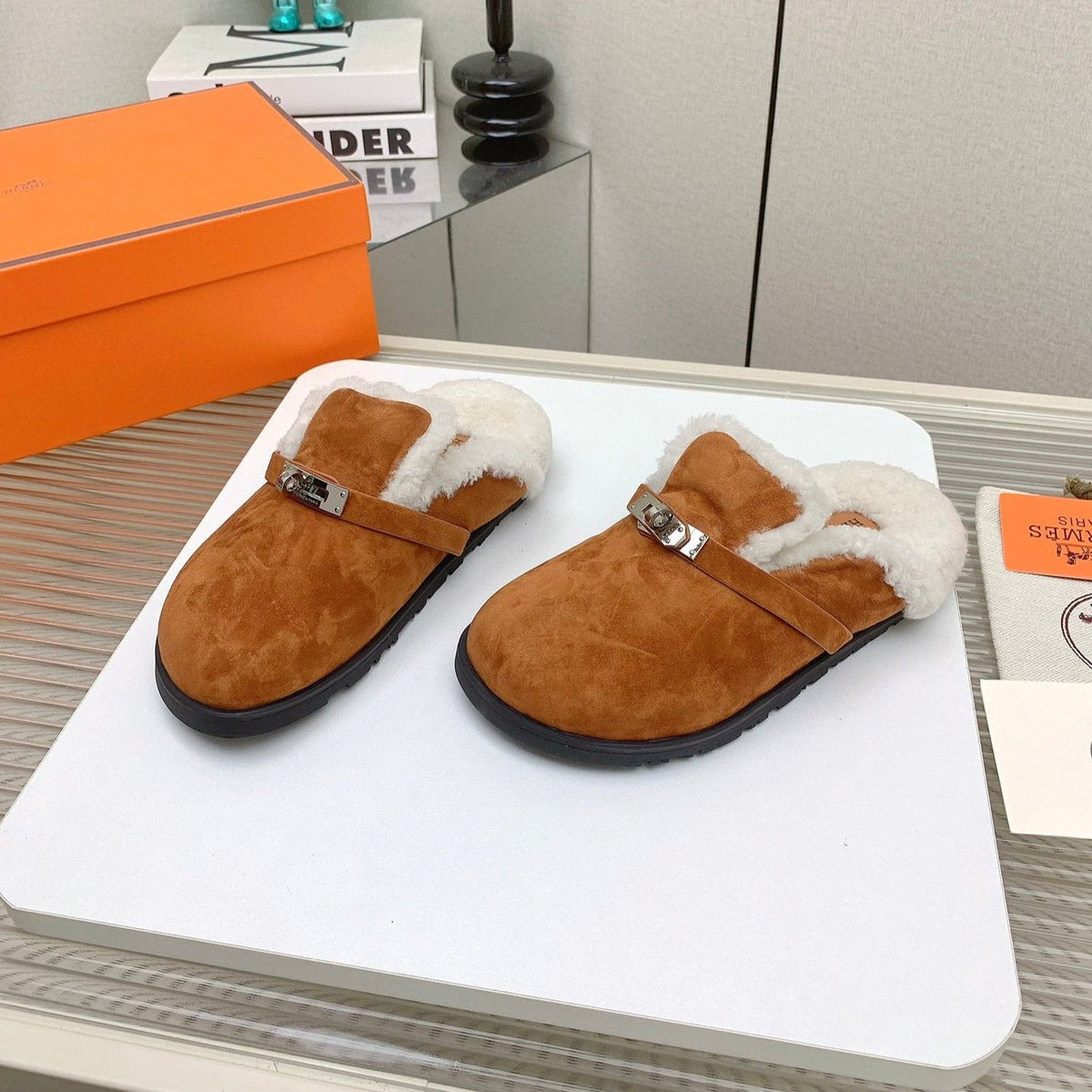 HM Mule 30mm In Caramel With Fleece And Suede Lining 971398