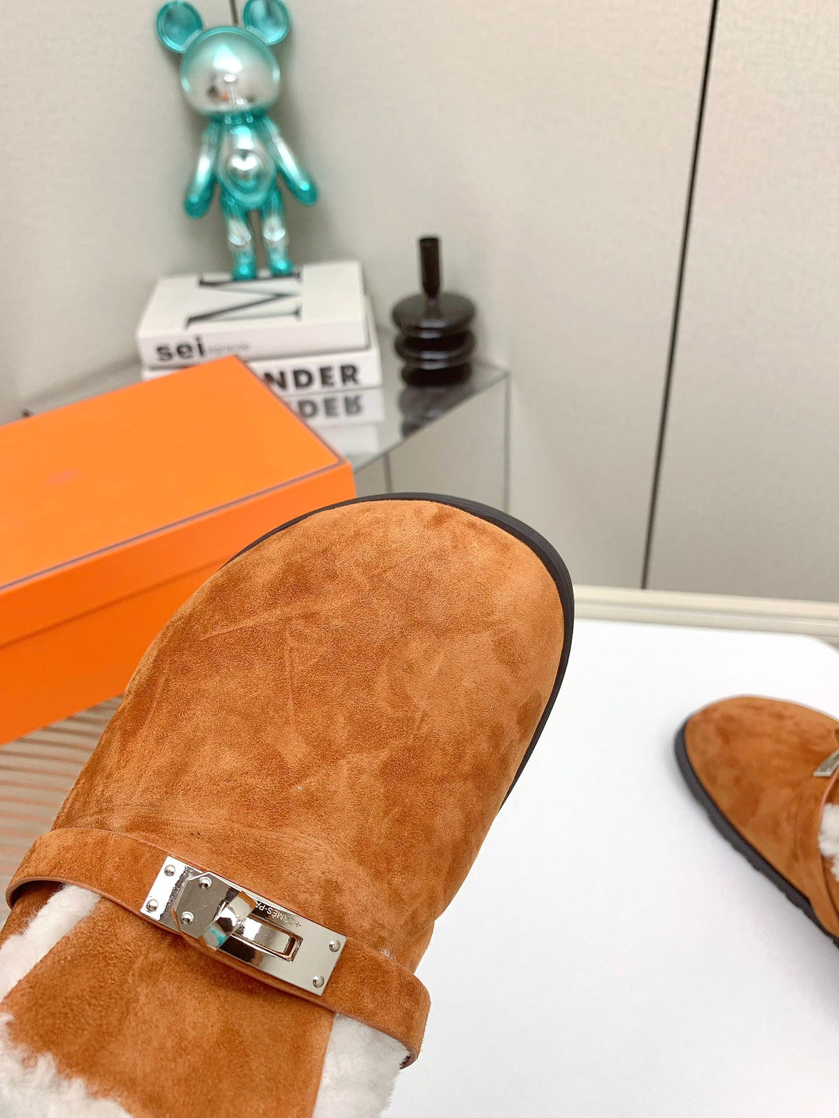 HM Mule 30mm In Caramel With Fleece And Suede Lining 971398