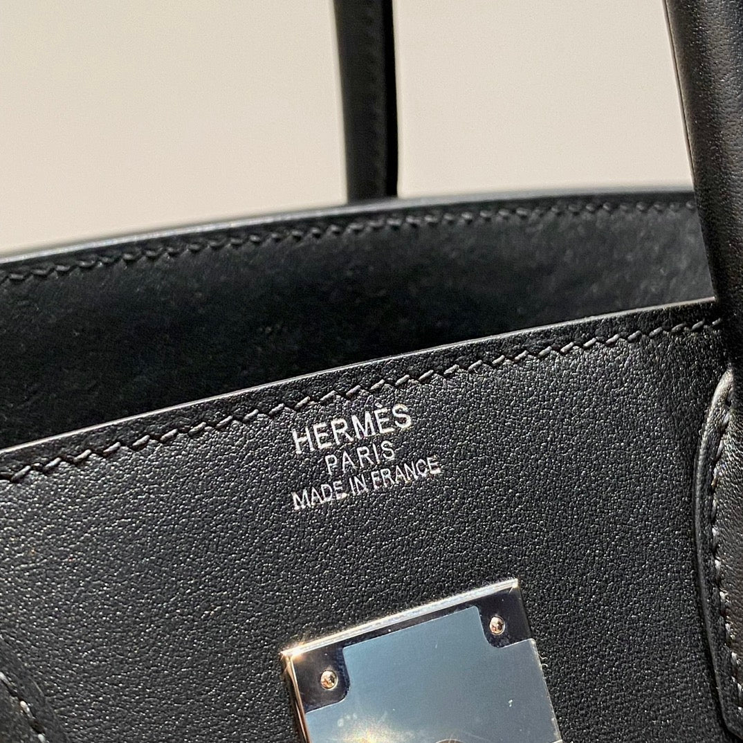 HM Shoulder Birkin 29cm Black Swift Leather Silver Hardware