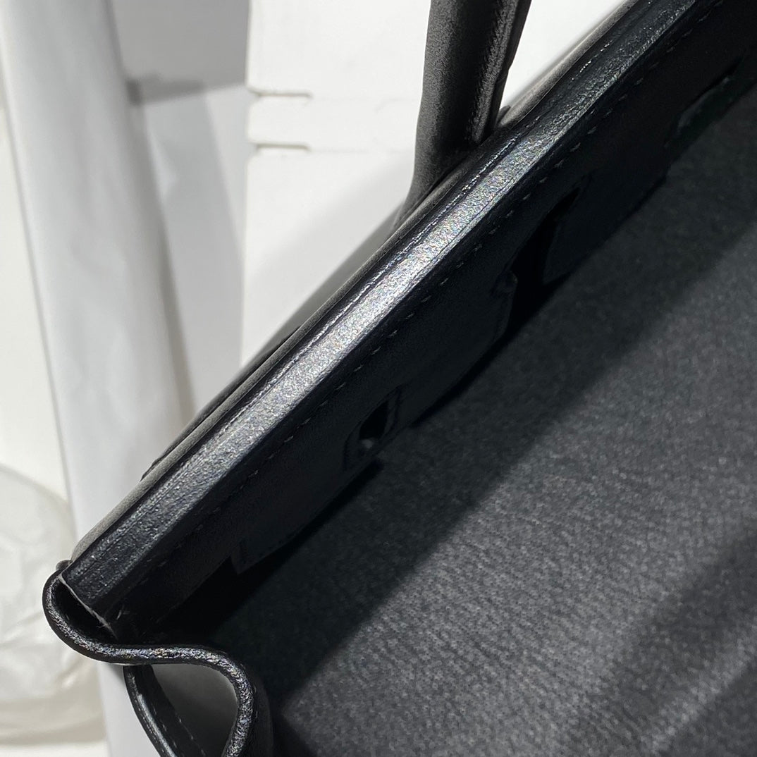 HM Shoulder Birkin 29cm Black Swift Leather Silver Hardware