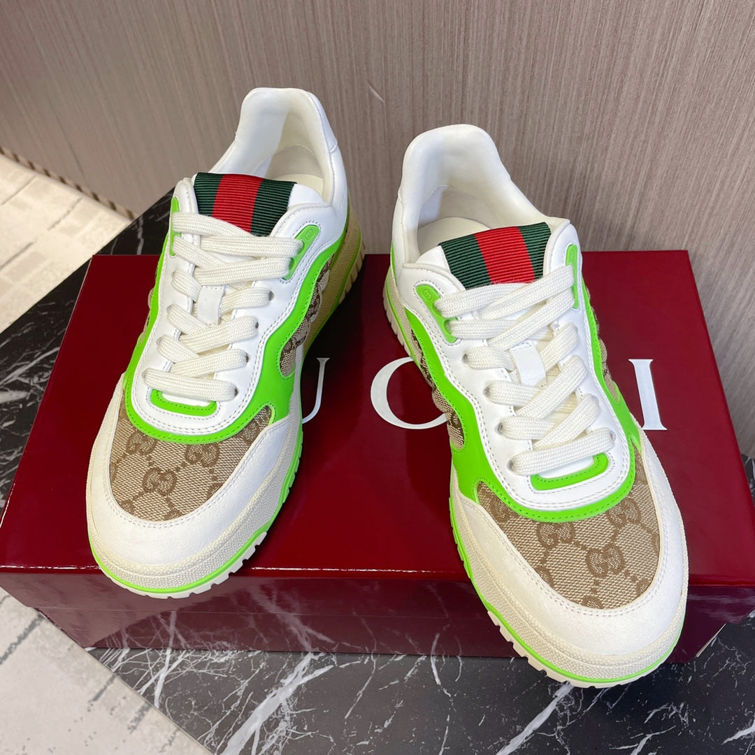 GG Retro Sneakers for Couples White Kelly Green