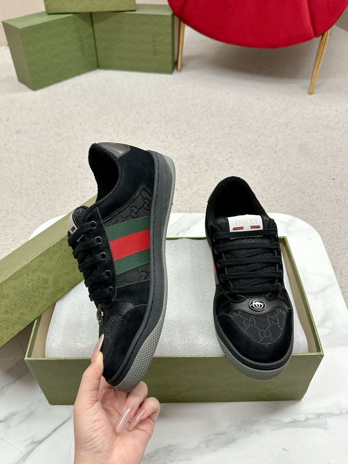 GG Sneaker Black Suede Calfskin
