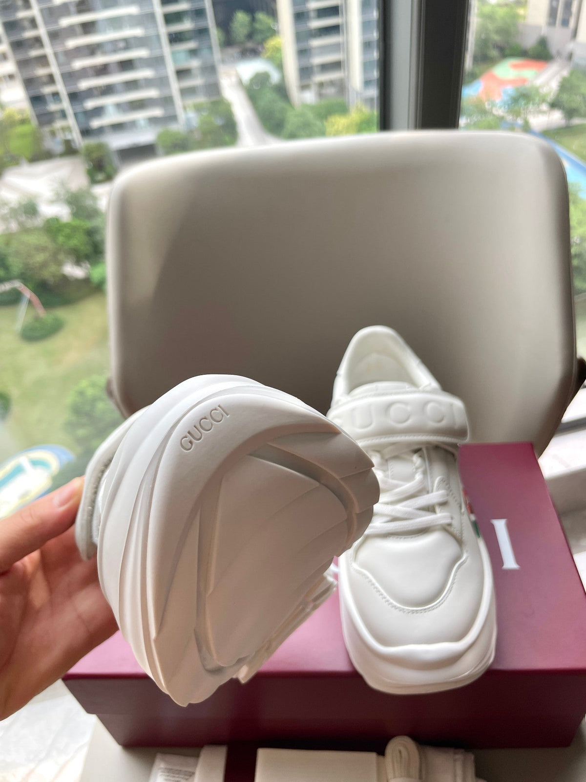 GG 26 Platform Sneaker White Sheepskin 632854