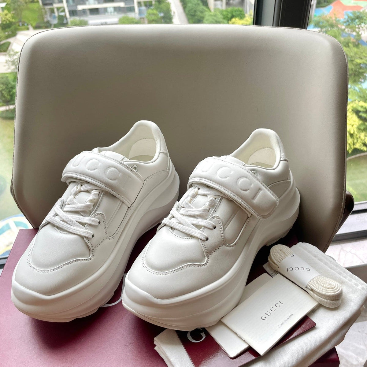 GG 26 Platform Sneaker White Sheepskin 632854
