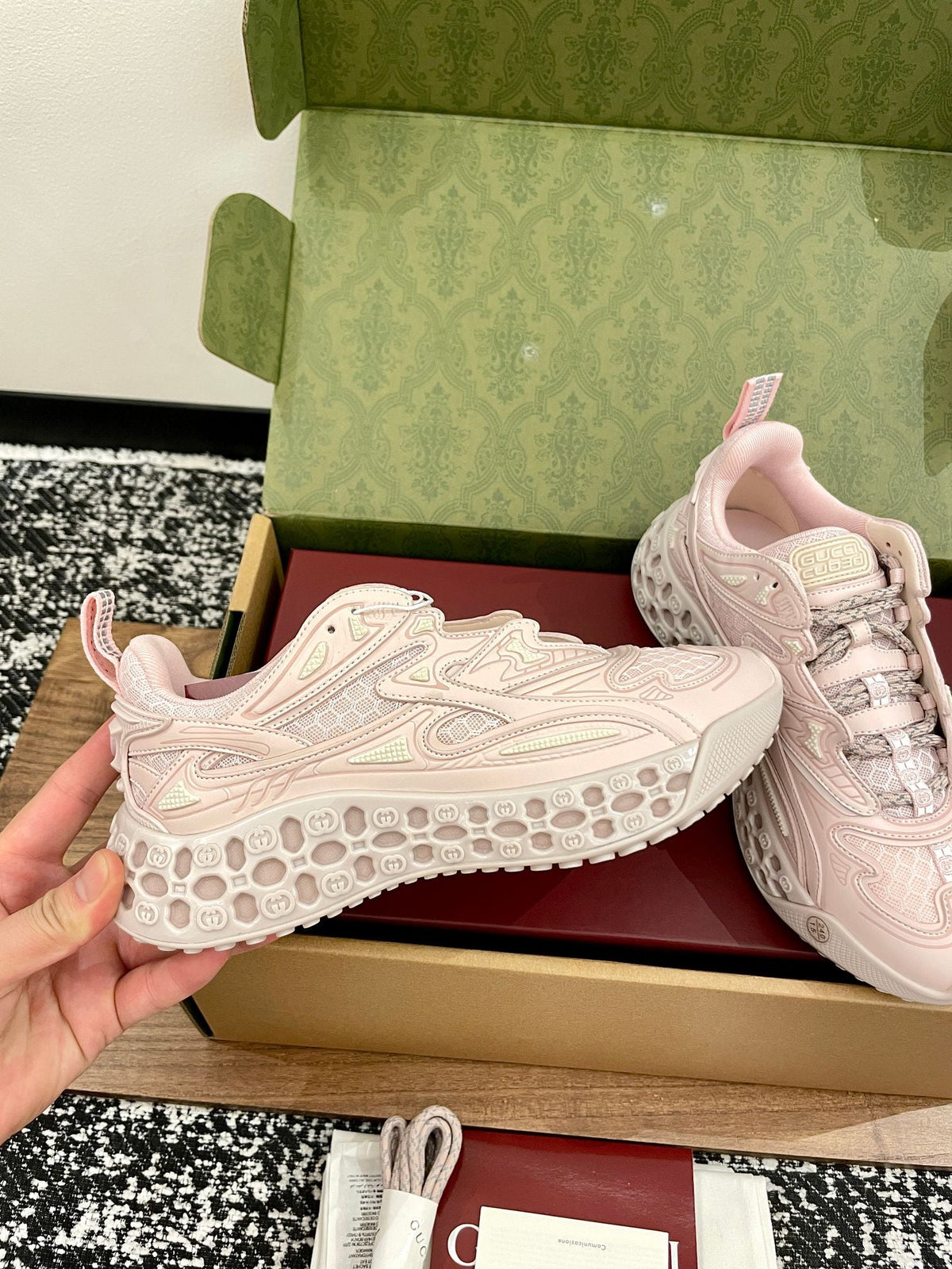 GG 26 Casual Sneakers Light Pink Mesh Cowhide 632866