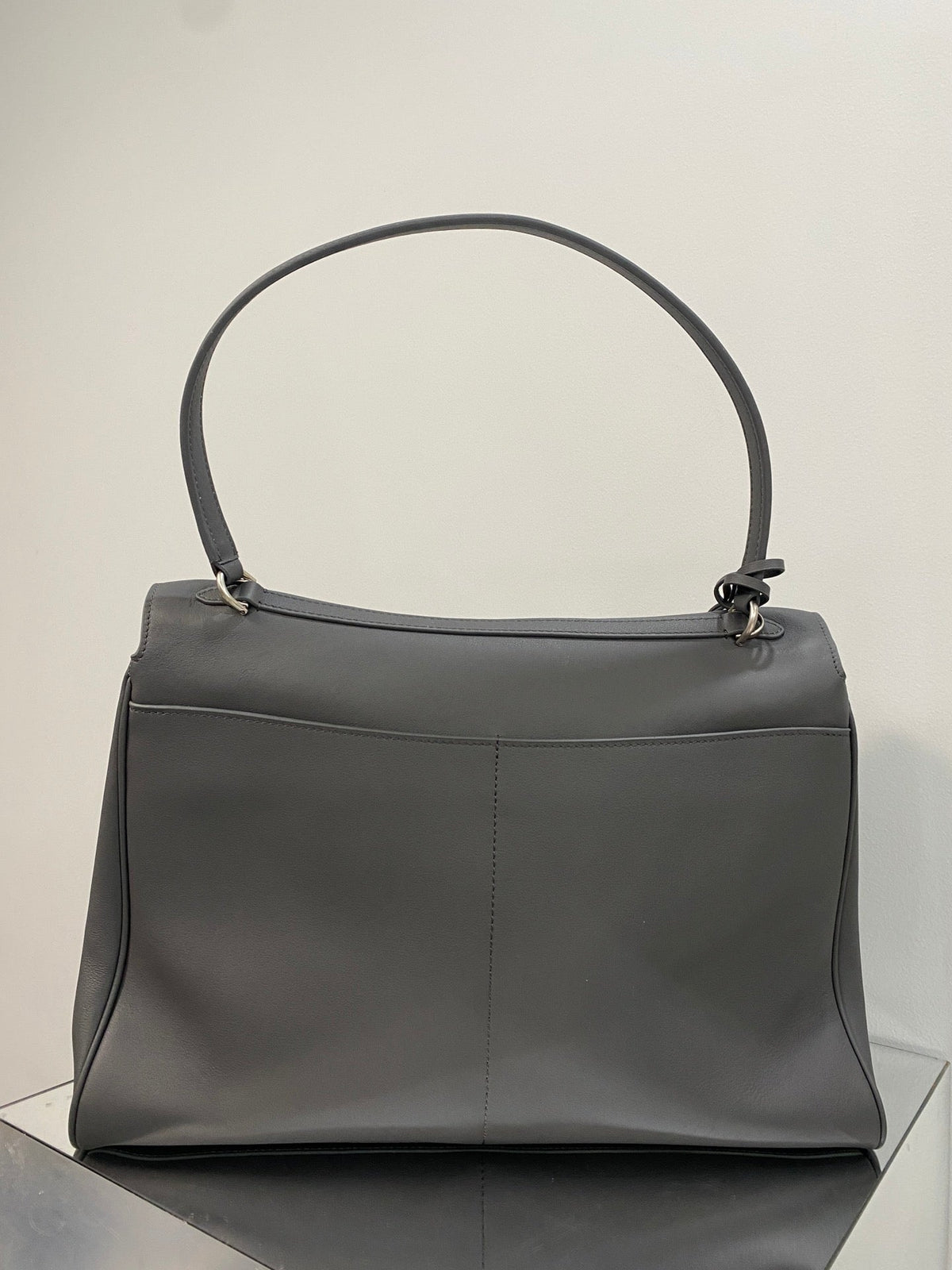 RODEO LARGE BAG 40 IN GREY SMOOTH CALFSKIN SILVER HARDWARE