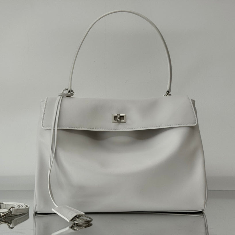 RODEO MEDIUM BAG 35 IN WHITE SMOOTH CALFSKIN SILVER HARDWARE