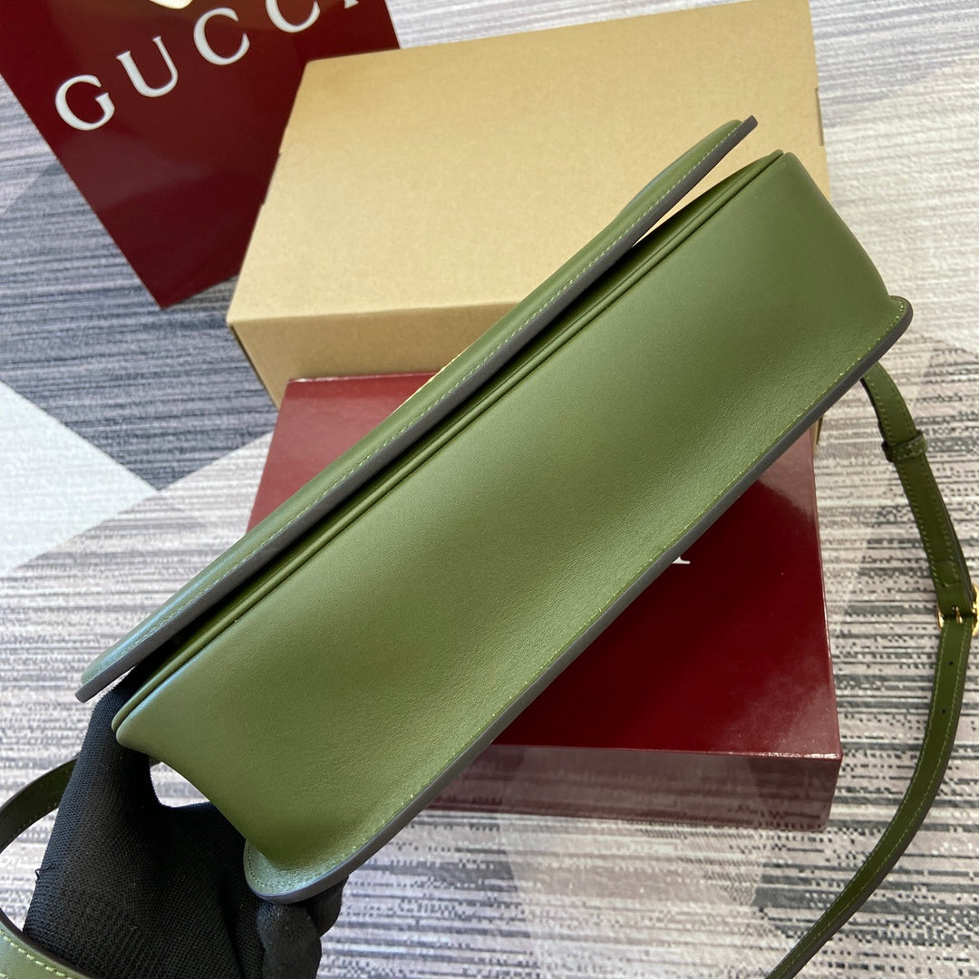 BLONDIE MEDIUM SHOULDER BAG 32 IN JUNIPER GREEN CALFSKIN AND SUEDE GOLD HARDWARE