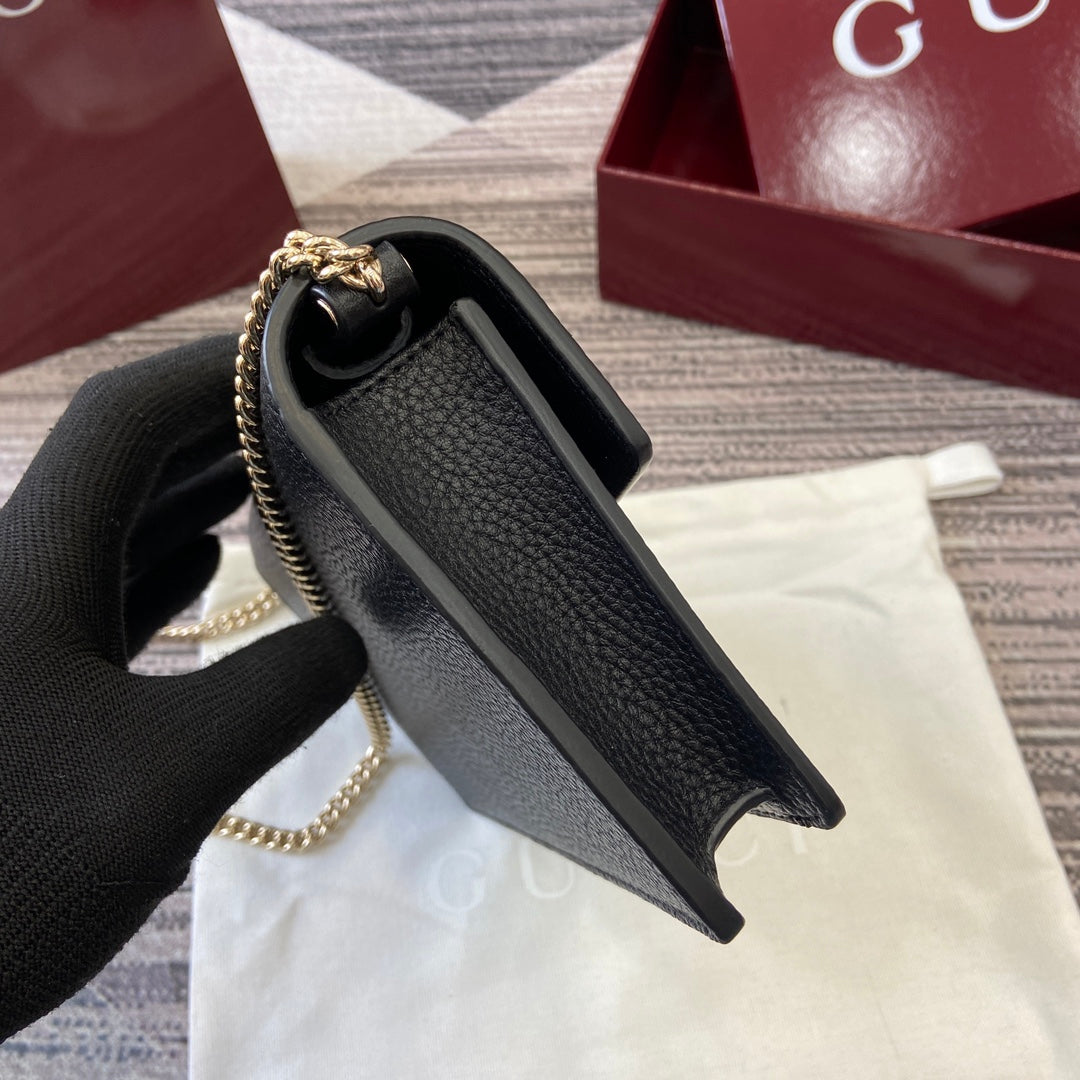 GG Dionysus Chain bag 20cm Black Grained Leather 339611