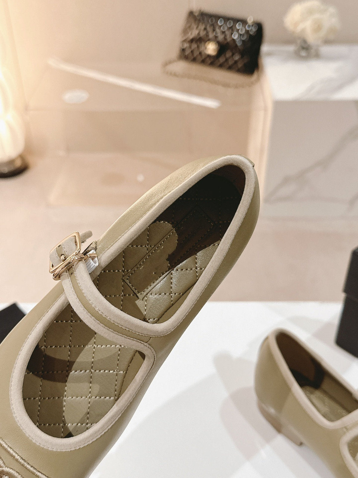 mary janes olive calfskin