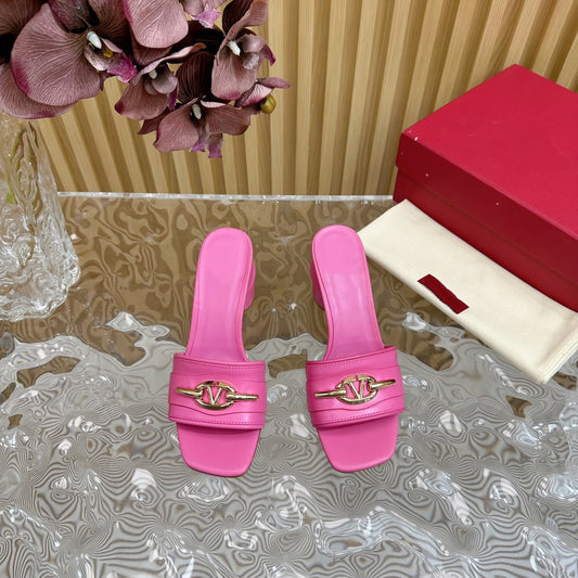 High Heel 70 Mule Sandal The Bold Edition Vlogo Square Toe Pink