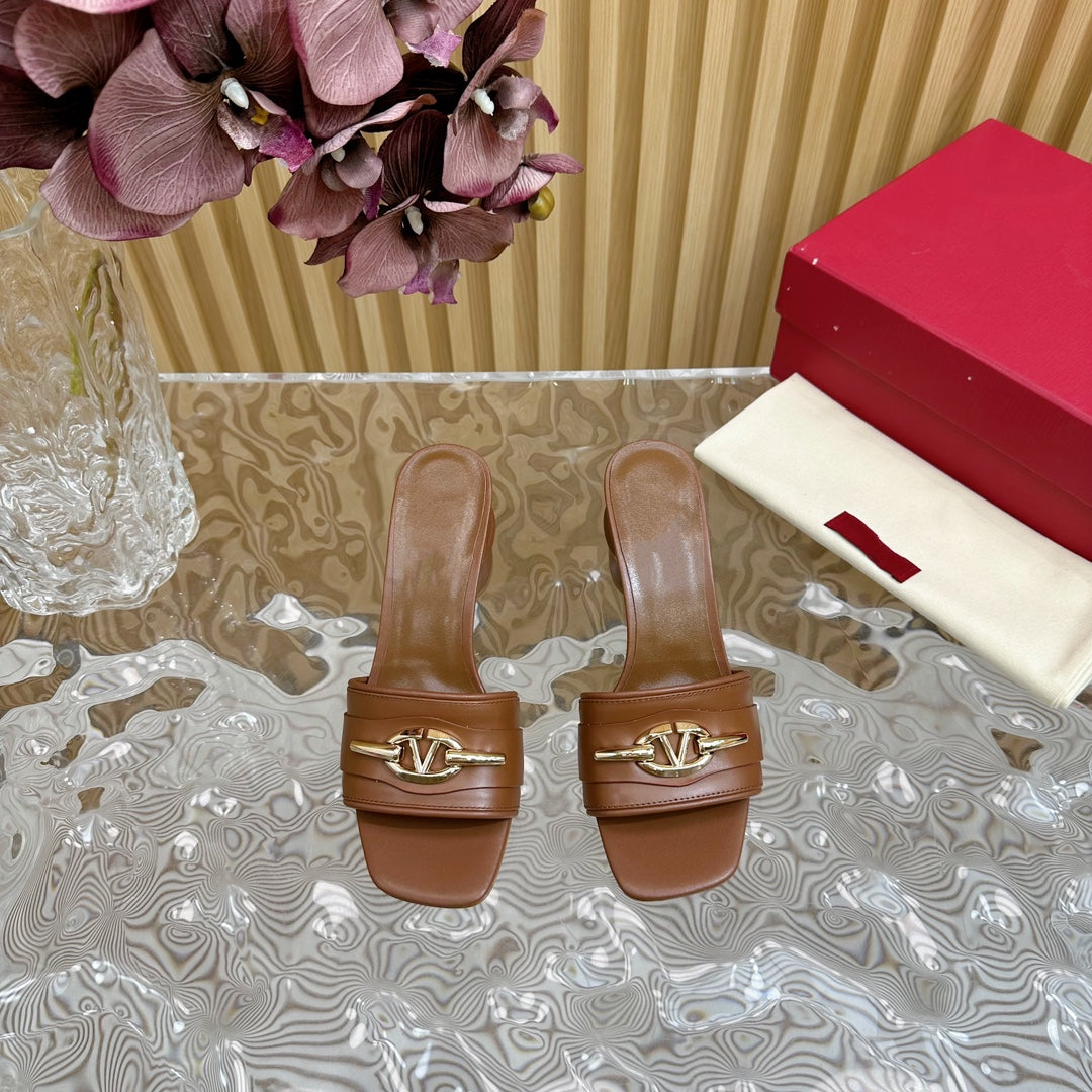 High Heel 70 Mule Sandal The Bold Edition Vlogo Square Toe Brown