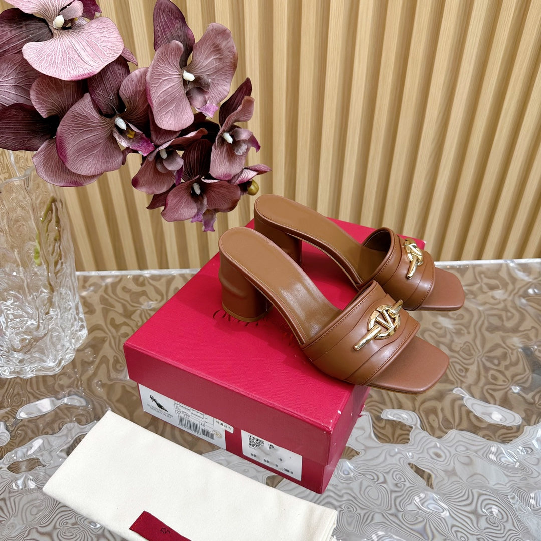 High Heel 70 Mule Sandal The Bold Edition Vlogo Square Toe Brown