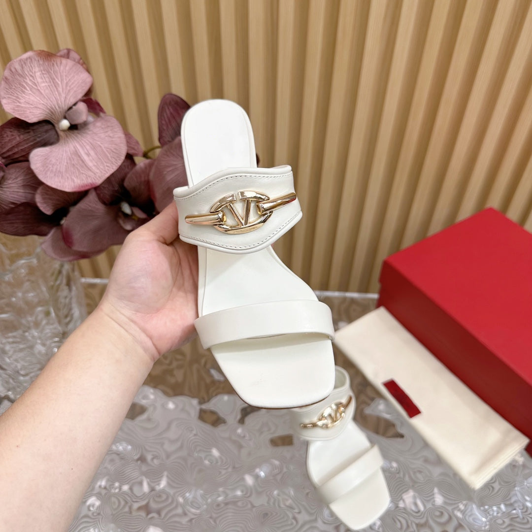 High Heel 70 Sandal The Bold Edition Vlogo Square Toe White