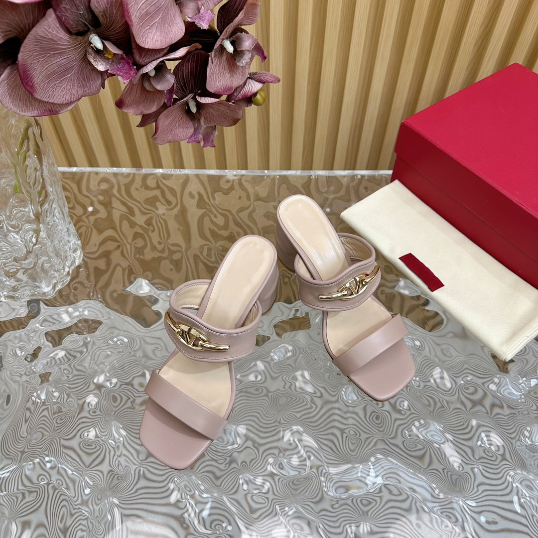 High Heel 70 Sandal The Bold Edition Vlogo Square Toe Rose Cannelle