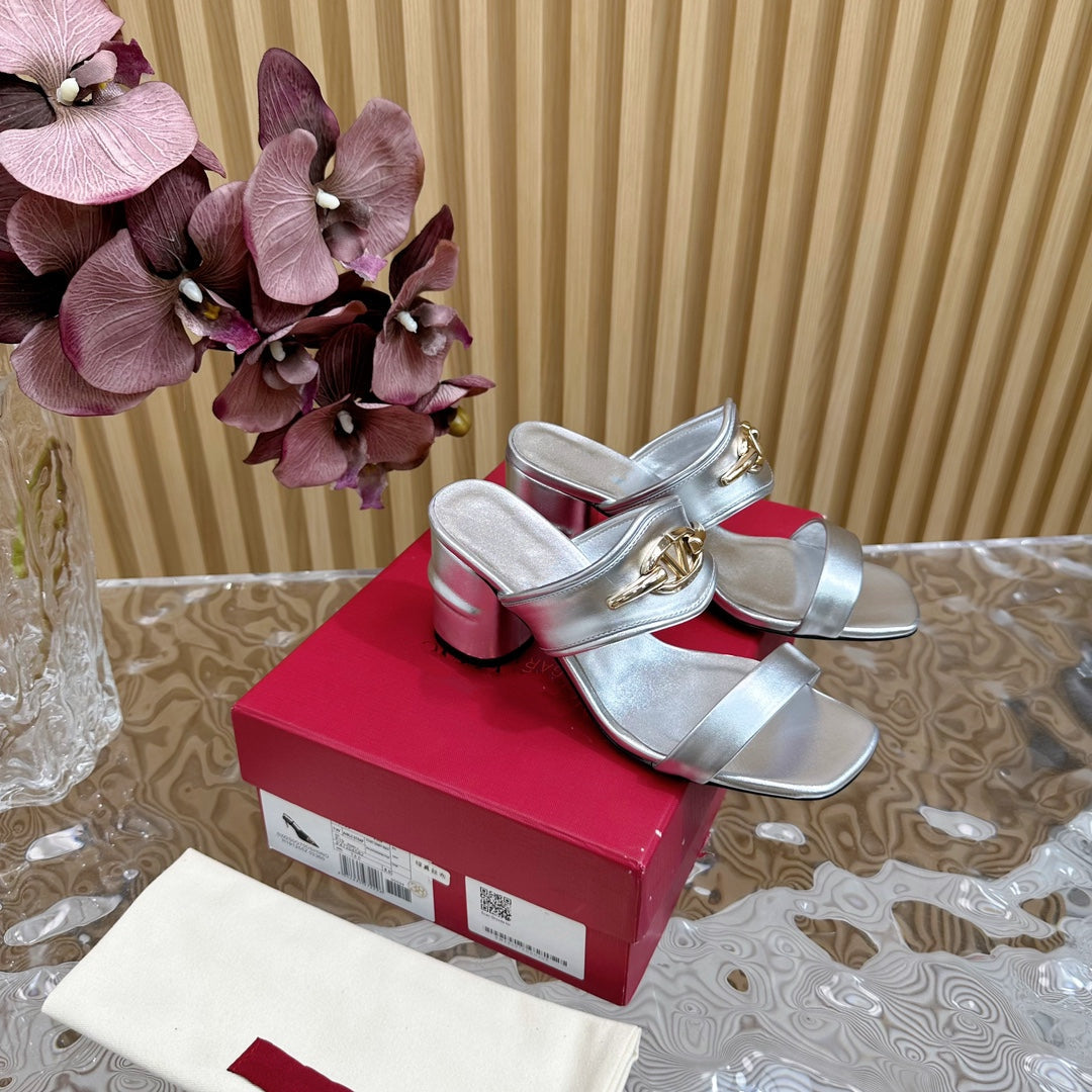 High Heel 70 Sandal The Bold Edition Vlogo Square Toe Silver