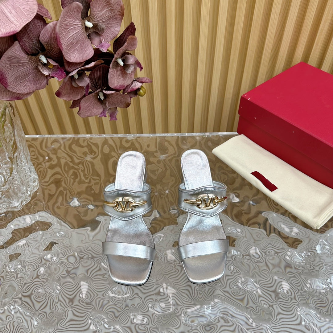 High Heel 70 Sandal The Bold Edition Vlogo Square Toe Silver
