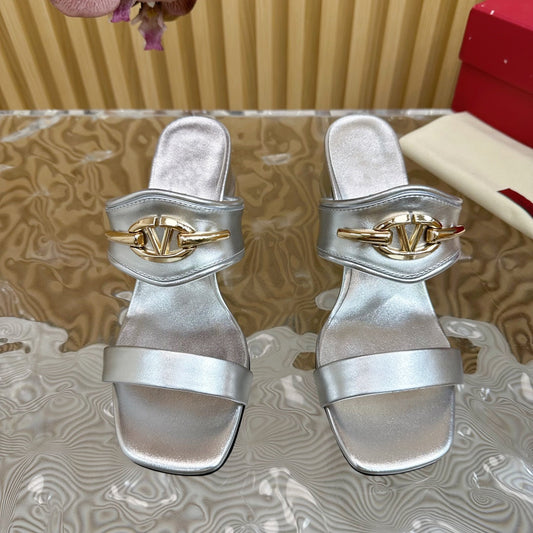 High Heel 70 Sandal The Bold Edition Vlogo Square Toe Silver