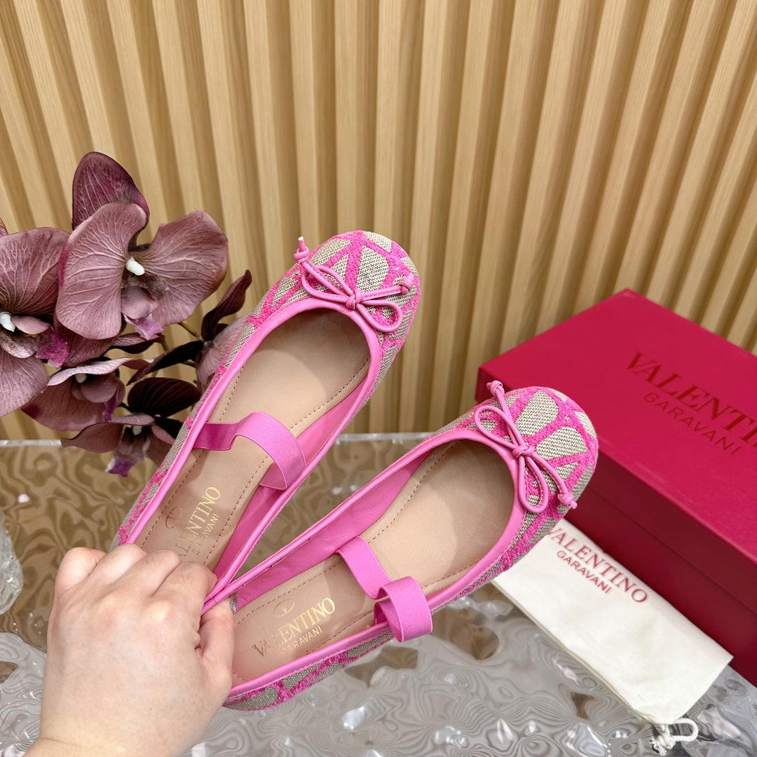 Ballerina In Toile Iconographe 20mm In Lotus Pink Mix Grey Brown Cotton Canvas And Lambskin 102828