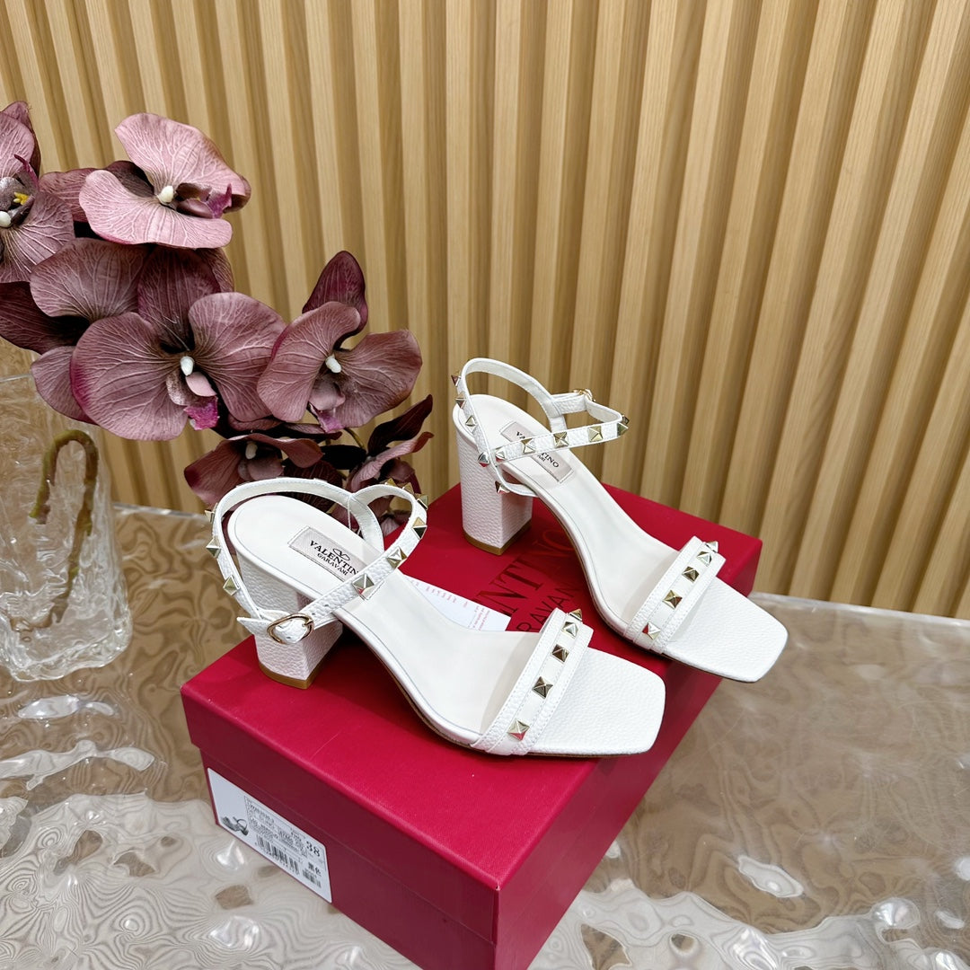 High Sandal 86mm In White Cowhide 102066