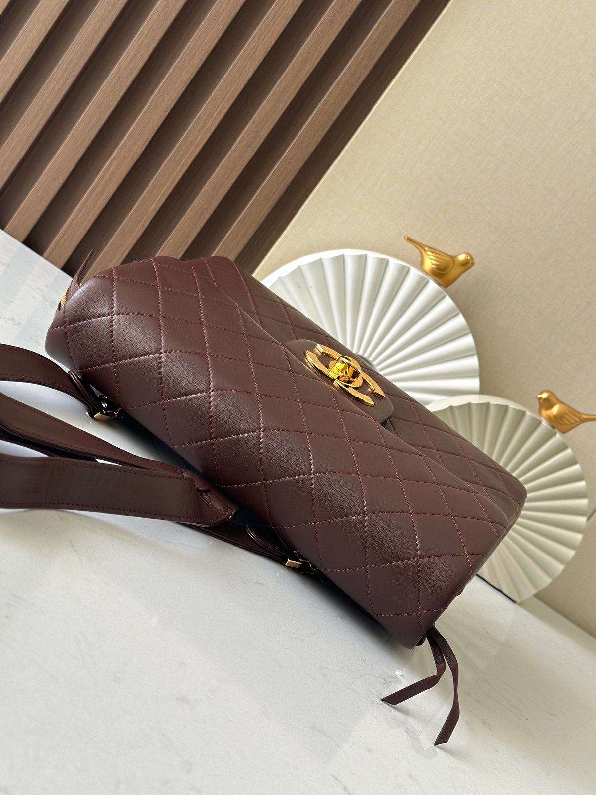 CC 2025 Backpack 30cm Brown Gold Backpack Sheepskin 298104
