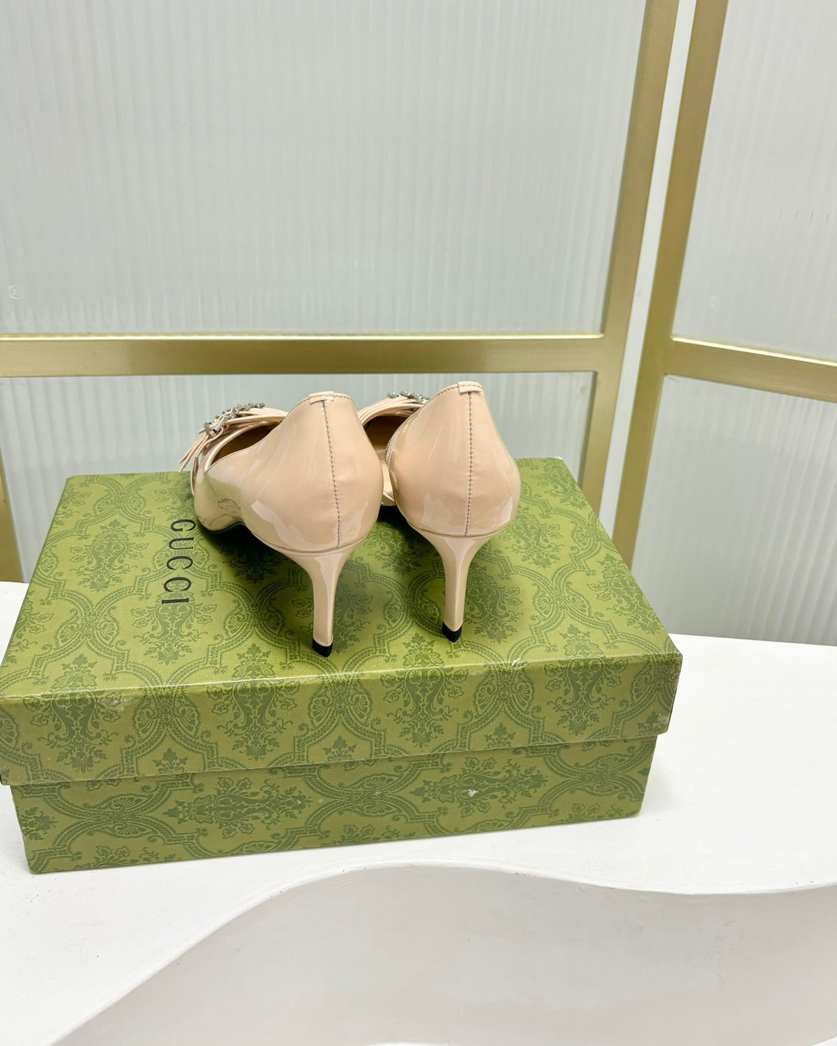 HIGH PUMP 6 CM IN TAN BEIGE CALFSKIN