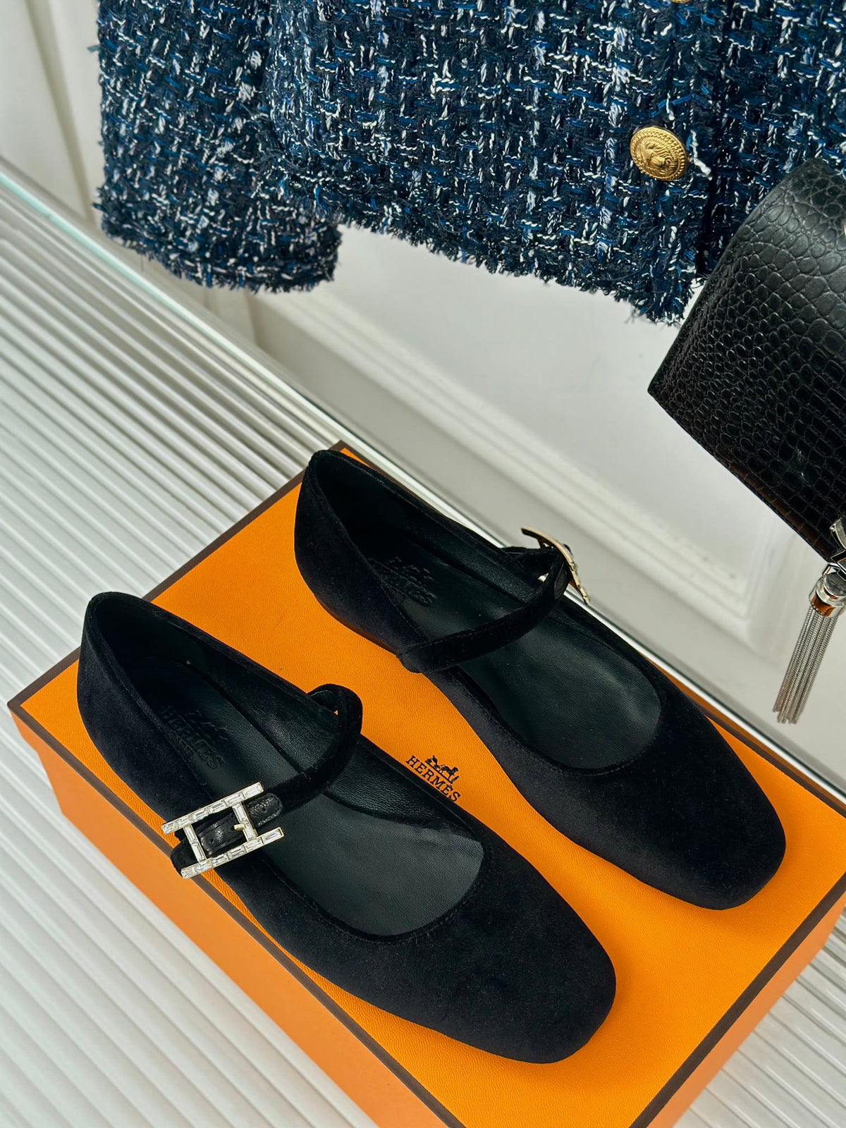 hm jane ballet flat black velvet