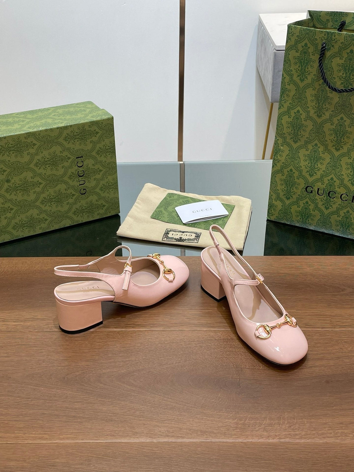 GG HORSEBIT PUMP PASTEL PINK LAMBSKIN